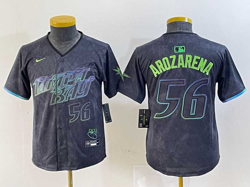 Men%27s Tampa Bay Rays #56 Randy Arozarena Number Charcoal 2024 City Connect Limited Stitched Jersey->tampa bay rays->MLB Jersey